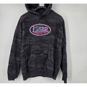 LOSER MACHINE Adult Hoodie Sweatshirt Black Camo‎ with Spider Size Large